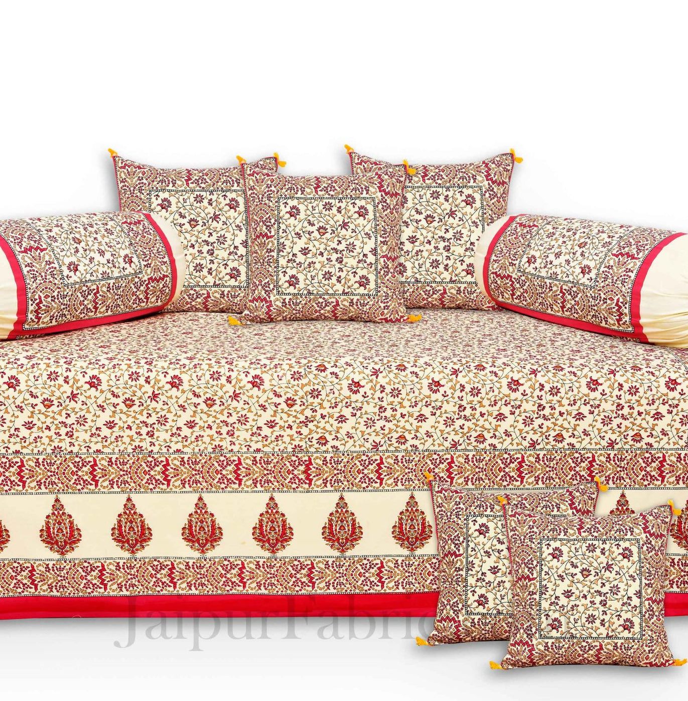 Ethnic gold red gold floral diwan set