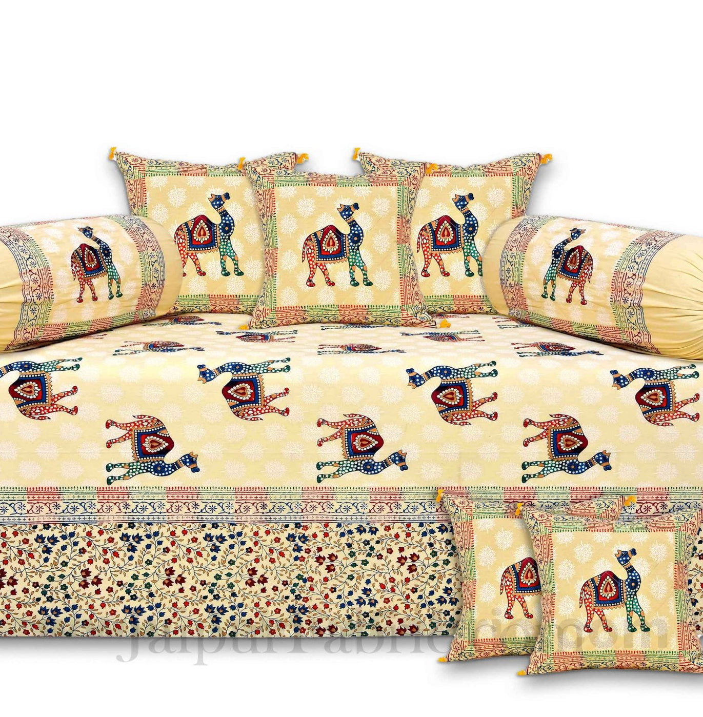 Satrangi camels in sparkling sand diwan set