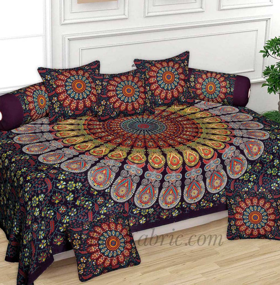 Mauve Pure Cotton Hippie Bohemian Mandala Diwan Set