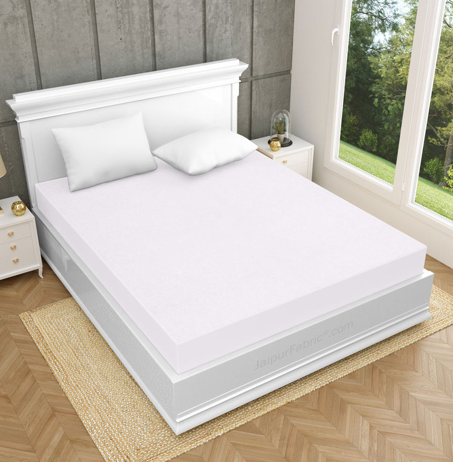 Heavy Quality White Terry Cotton Waterproof and Elastic Fitted Through Out Double Mattress Protector