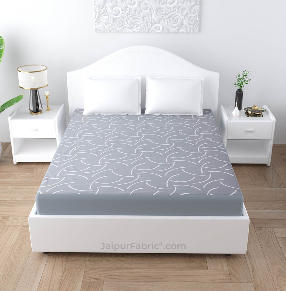 Grey Printed Water Proof Fitted Mattress Protector