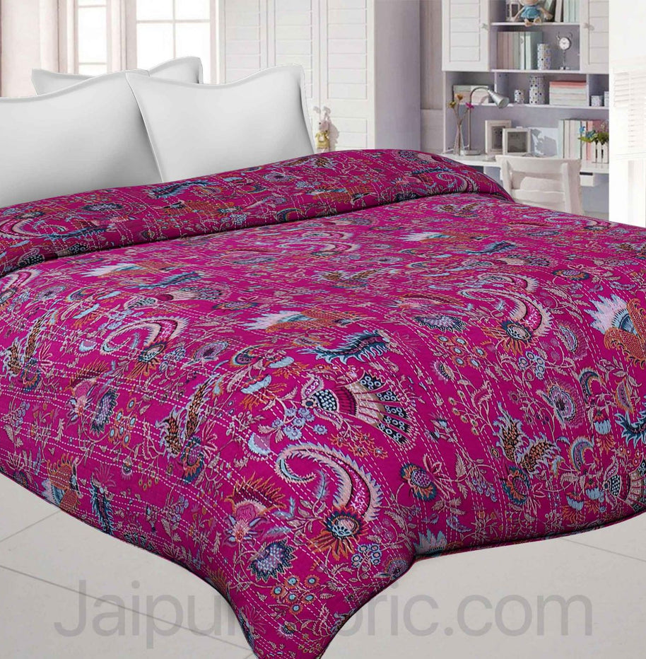 Red Cotton Gudri Katha Work Dohar Comforter