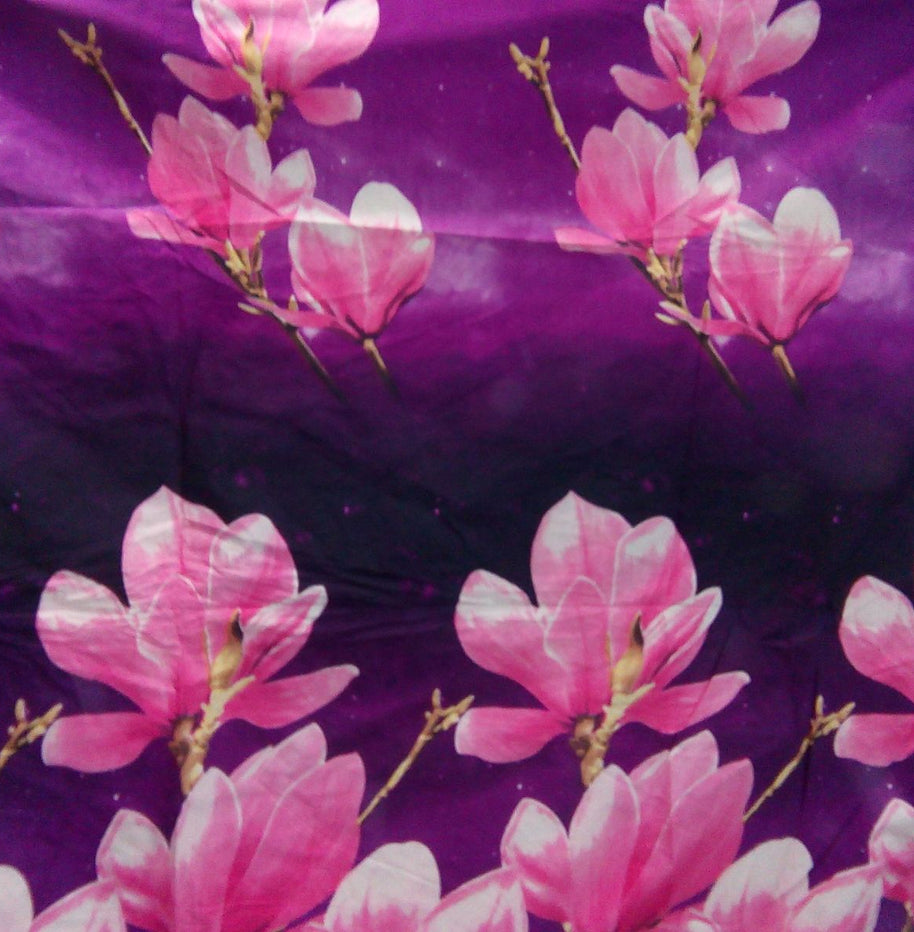 Purple Floral Print Cotton Single Bed Sheet