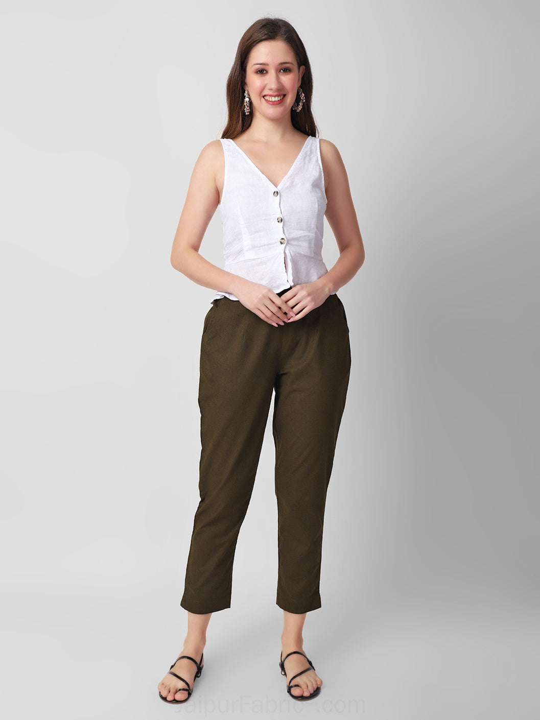 Olive Sage Grove Women Cotton Pants casual and semi formal daily trousers