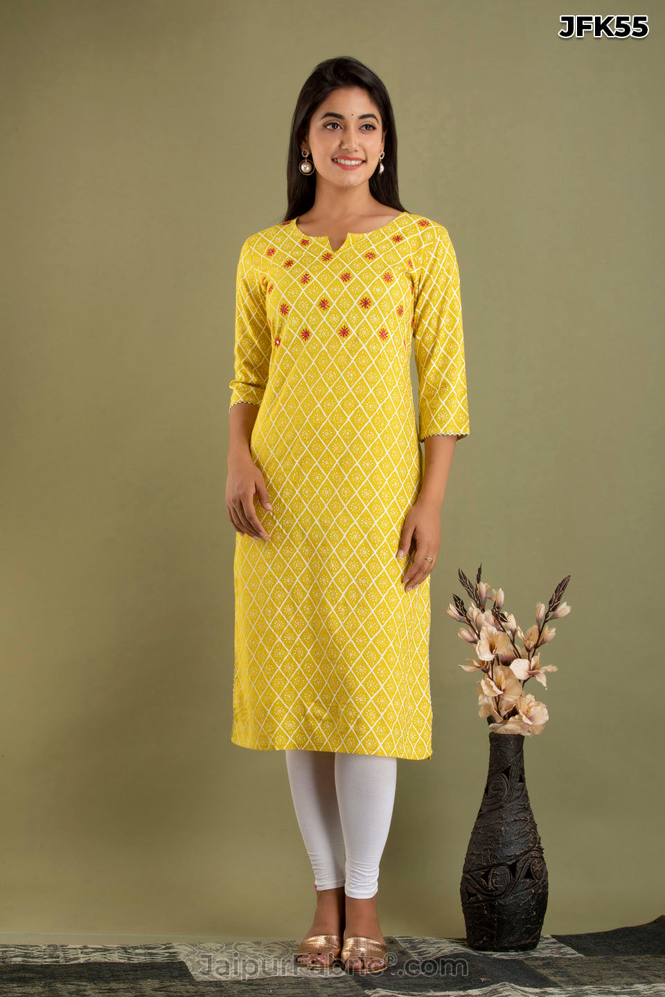 Yellow Embroidery Kurti