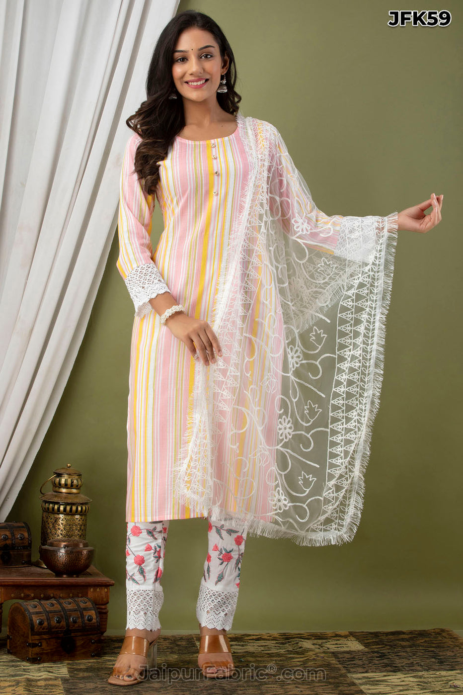 Fancy Lining Kurti Pant & Dupatta