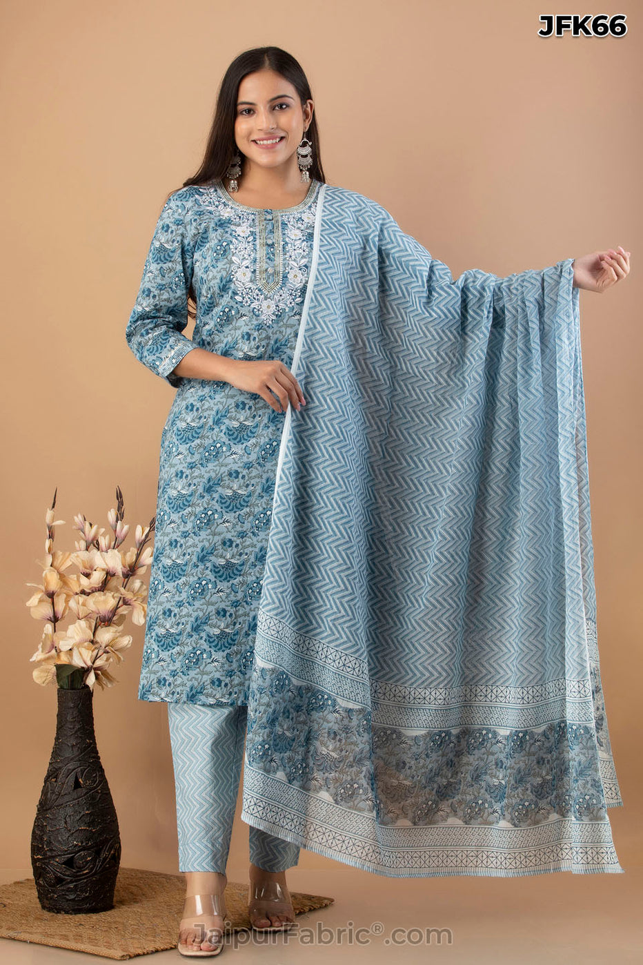 Sky Blue Kurti Pant & Dupatta