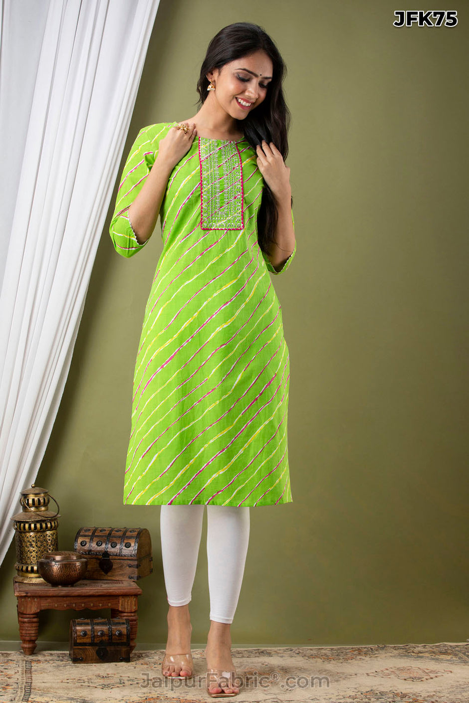 Green Lehariya Kurti