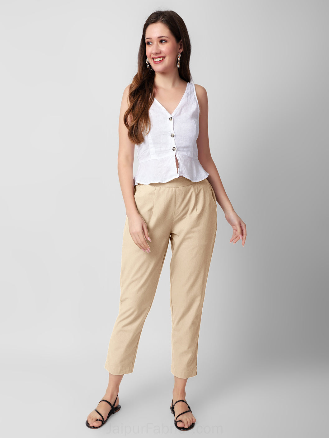 Caramel Cream Women Cotton Pants casual and semi formal daily trousers