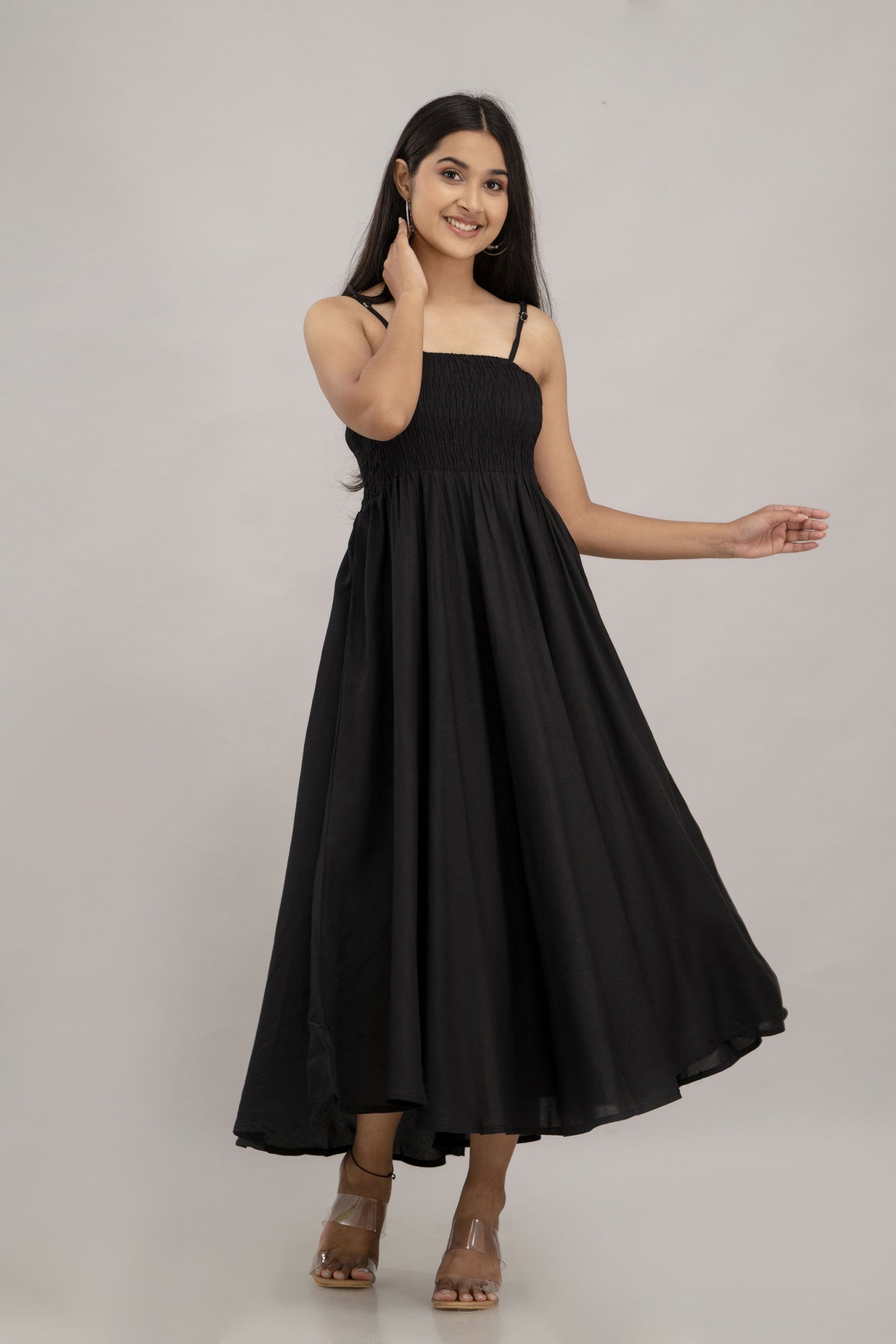 Pure Cotton  Fit And Flare Black Dress