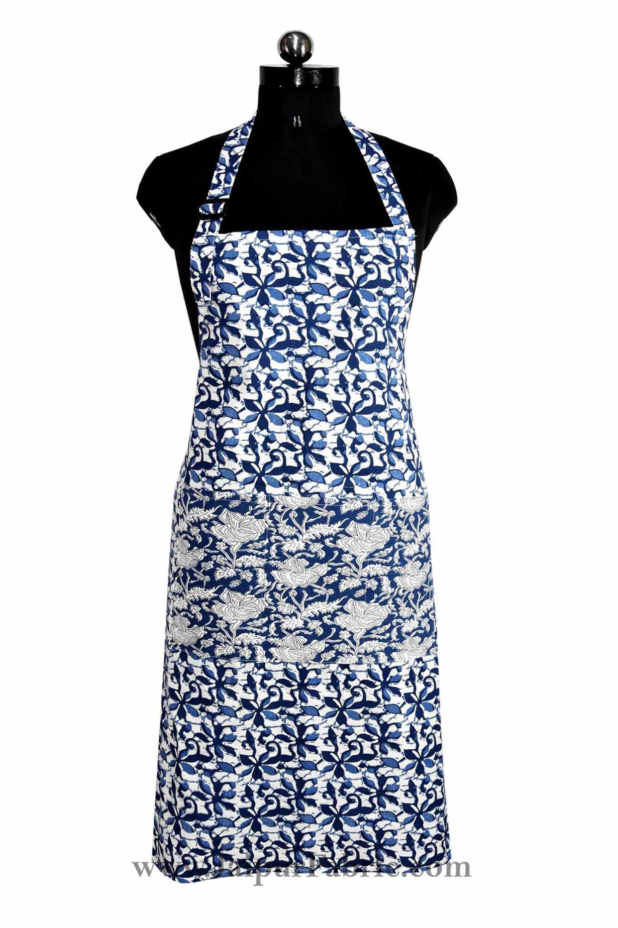 Batik print blue apron