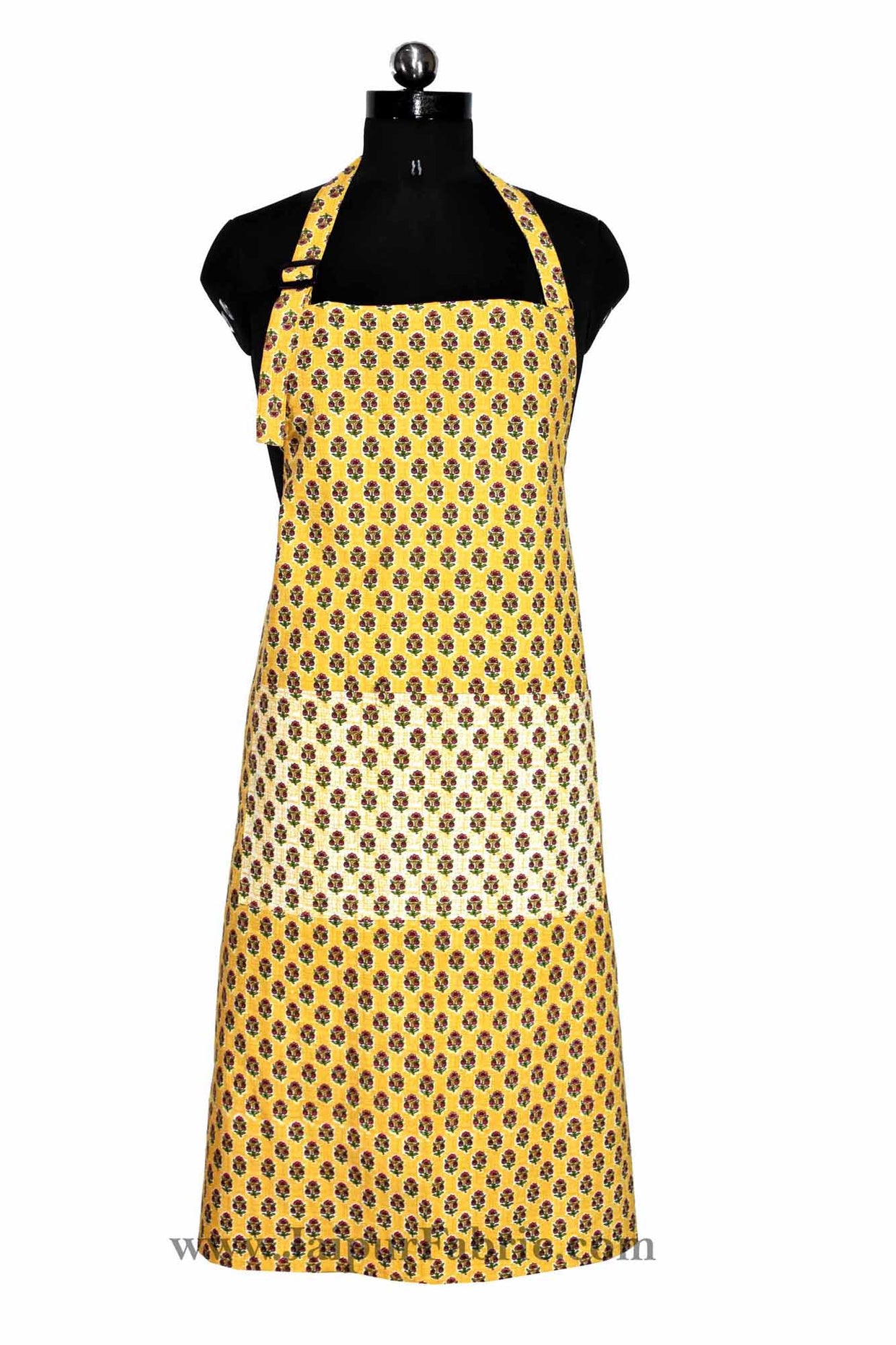 Floral buta print mustard yellow apron