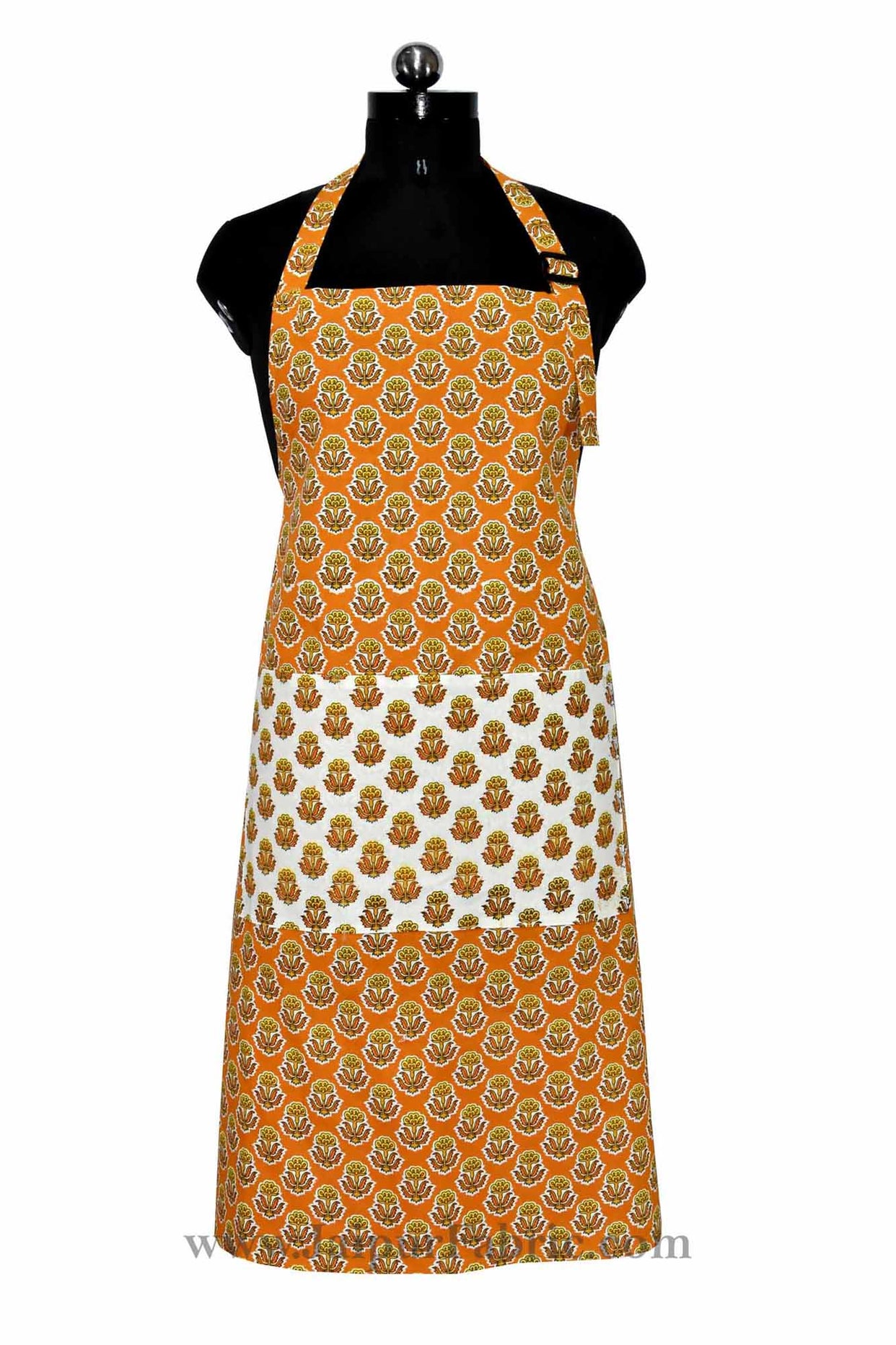 Orange flower bouquet print apron