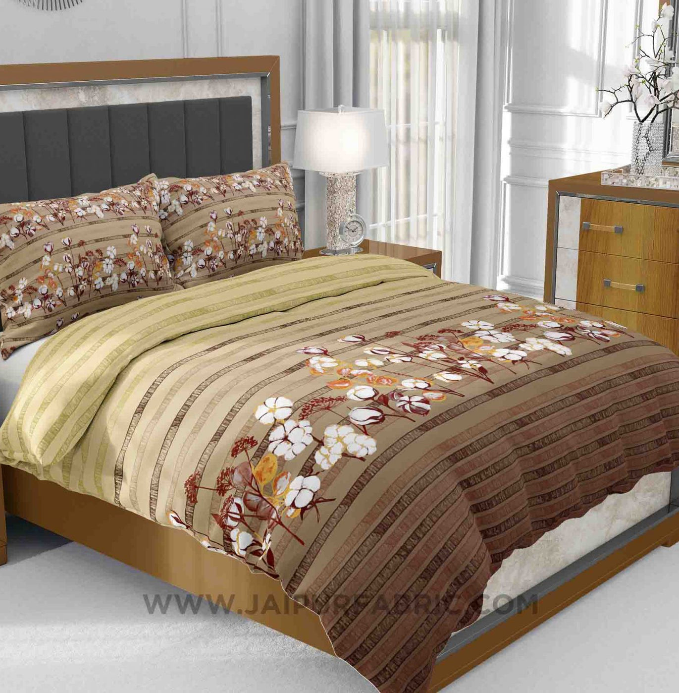 brown floral delight king size bedsheet