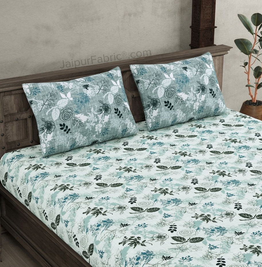 The Finest Pick Rose Pattern Seafoam Green Cotton King Size Bedsheet