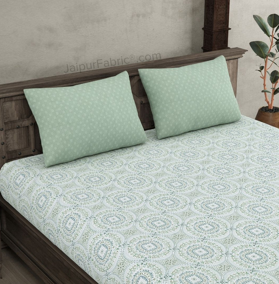 The Icon Green Cotton King Size Bedsheet