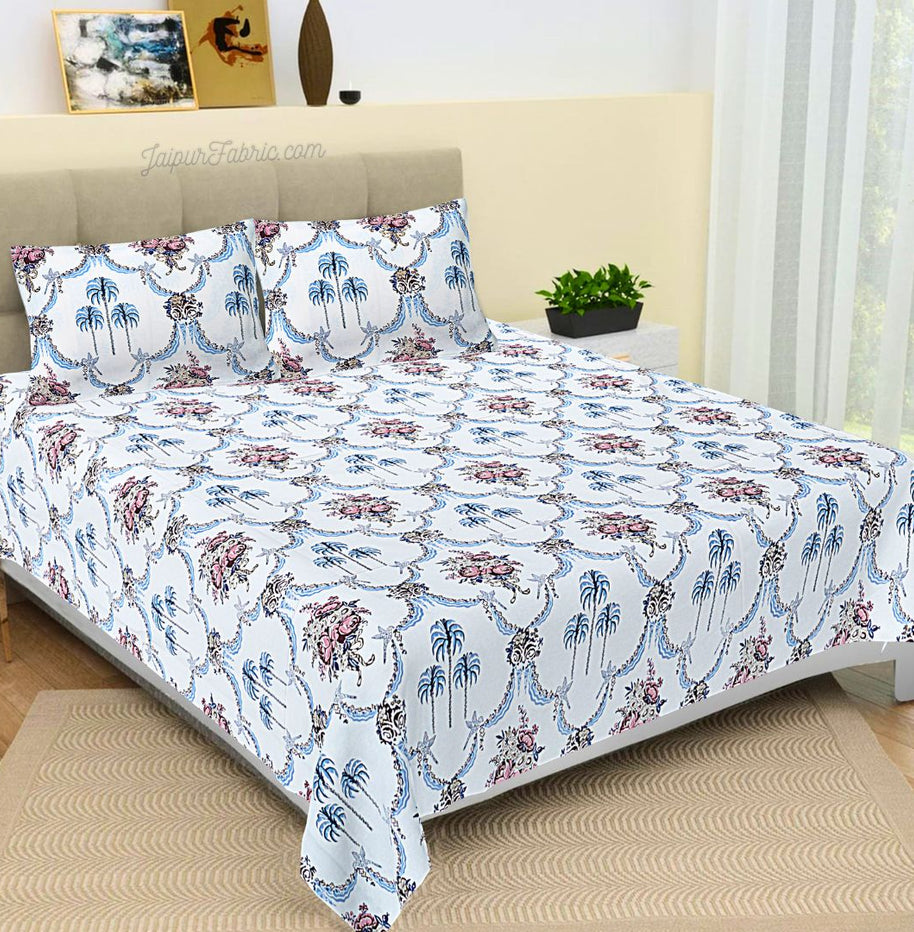 Blue Pottery Timeless Imprints 100% Cotton Block Printed Bedsheet Urban Jaipur