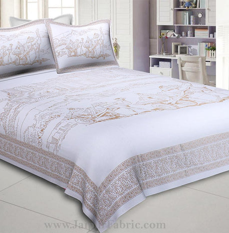 Camel karavan Gold Print Double BedSheet