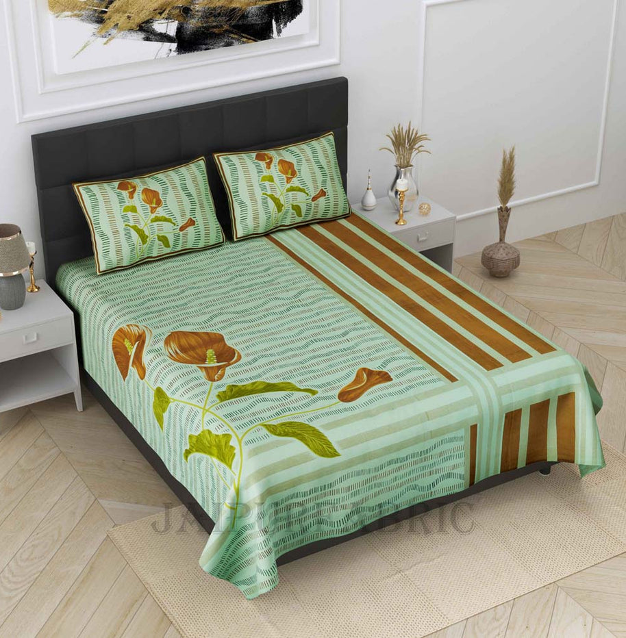 calm crocus green pure cotton king size bedsheet