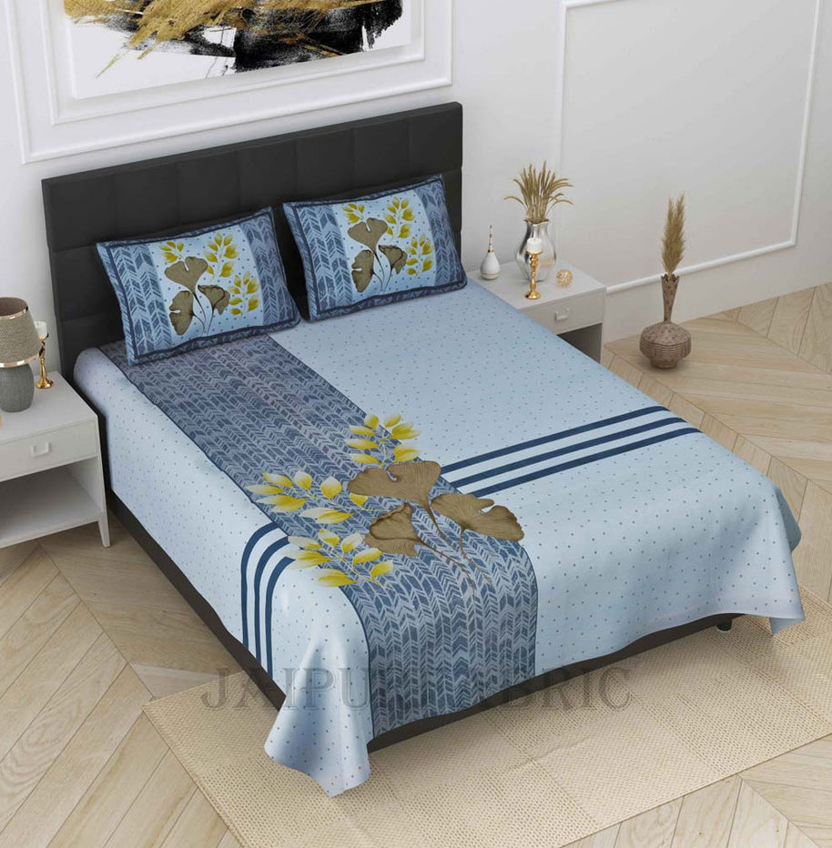 illuminating iris blue pure cotton king size bedsheet