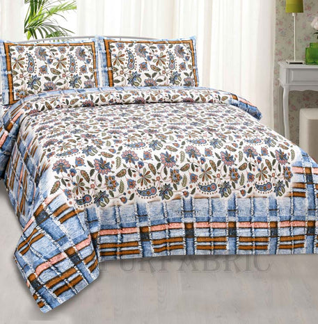 hop trefoil blue brick summer pure cotton king size bedsheet