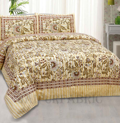 porcelain yellow paisley pattern pure cotton king size bedsheet