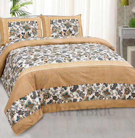 Aztec Yellow Tribal Pattern Pure Cotton King Size Bedsheet