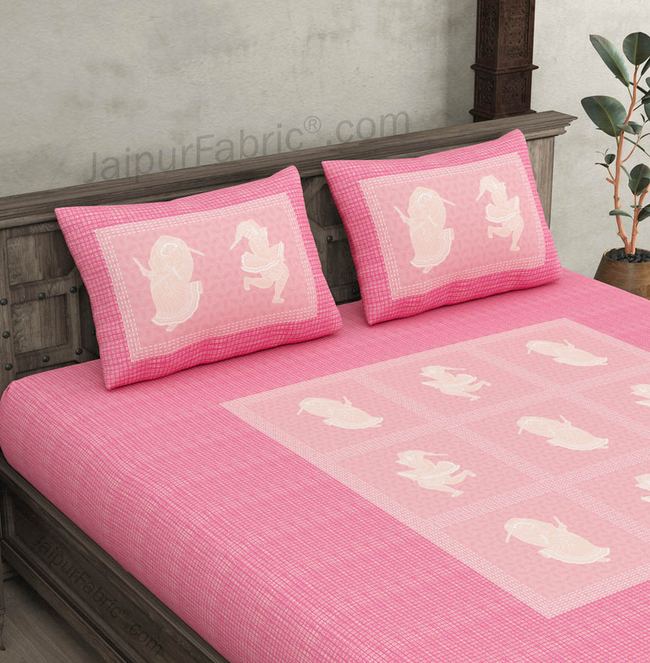 celebration pastel pink king size pure cotton bedsheet