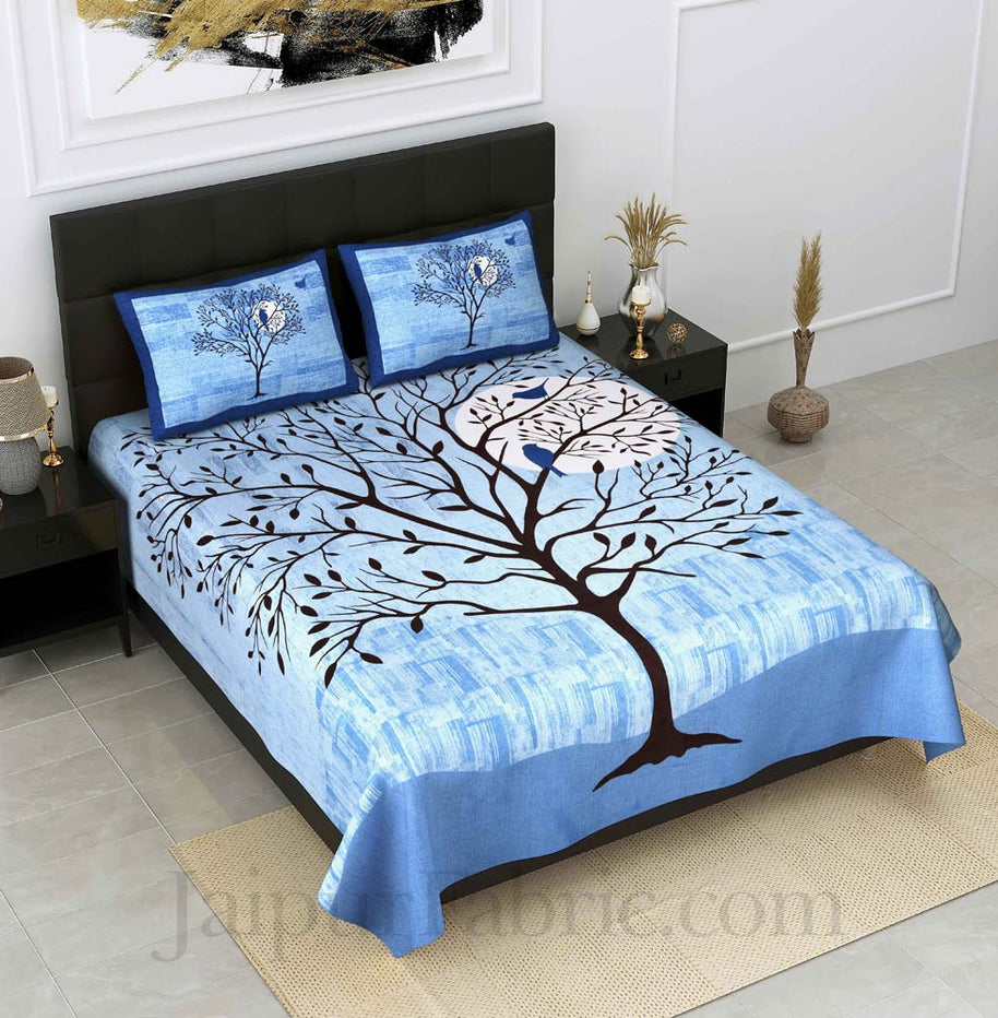 procian print scenic nature sky pure cotton king size bedsheet