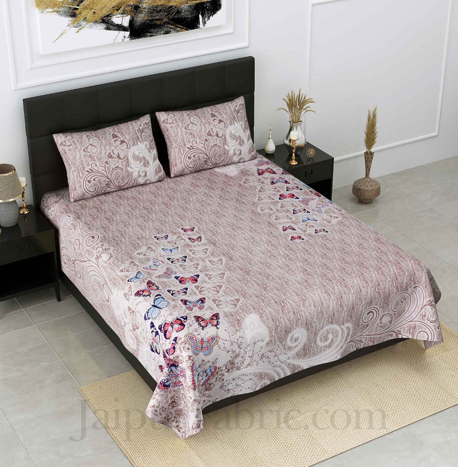 procian print butterflies pink pure cotton king size bedsheet