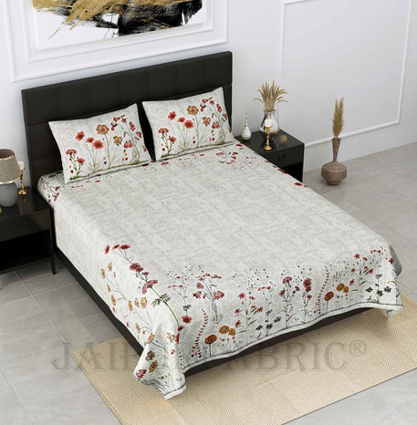 flower farm red pure cotton double bedsheet