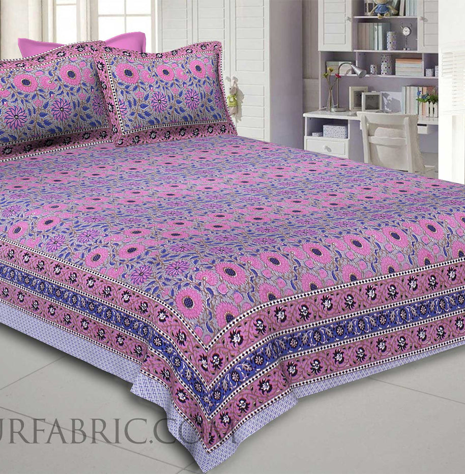 Grey Blooming Festivity Double Bedsheet