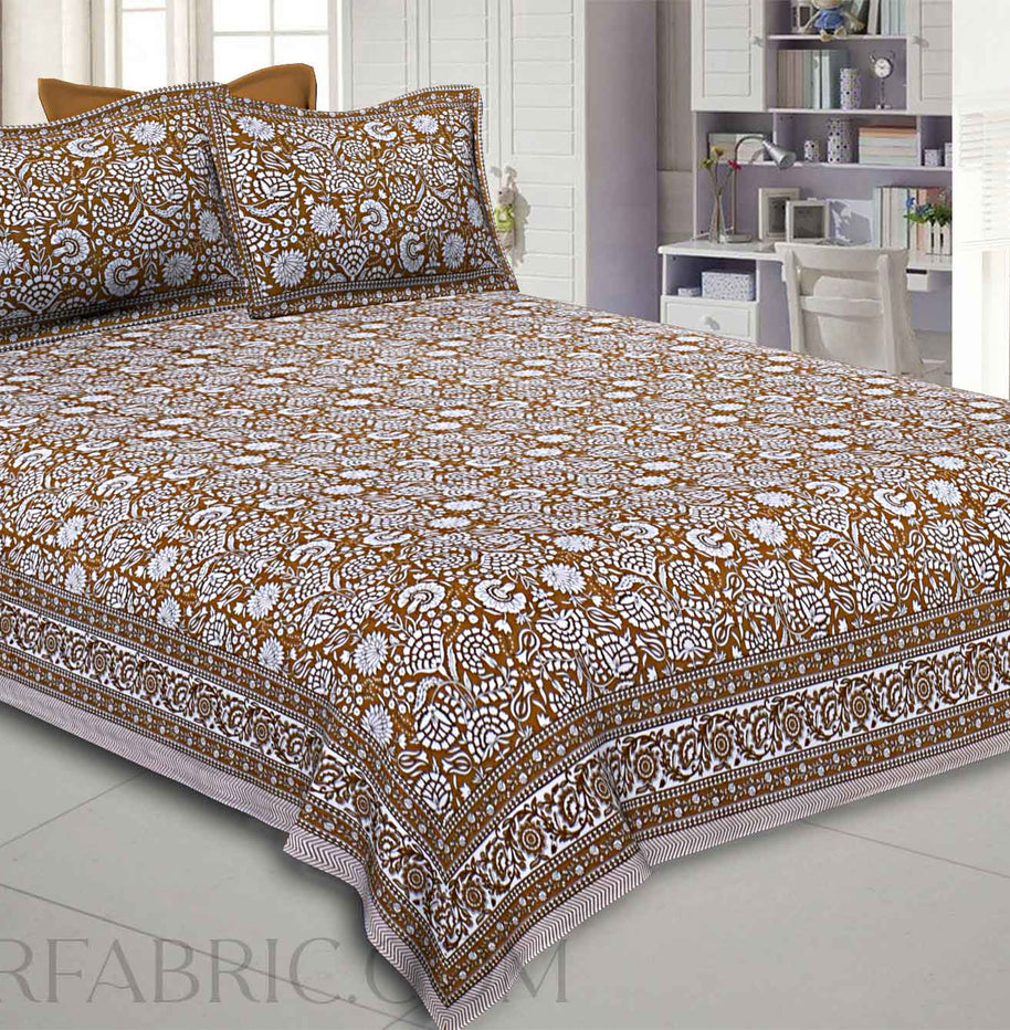 Mustard Floral King Size Bedsheet