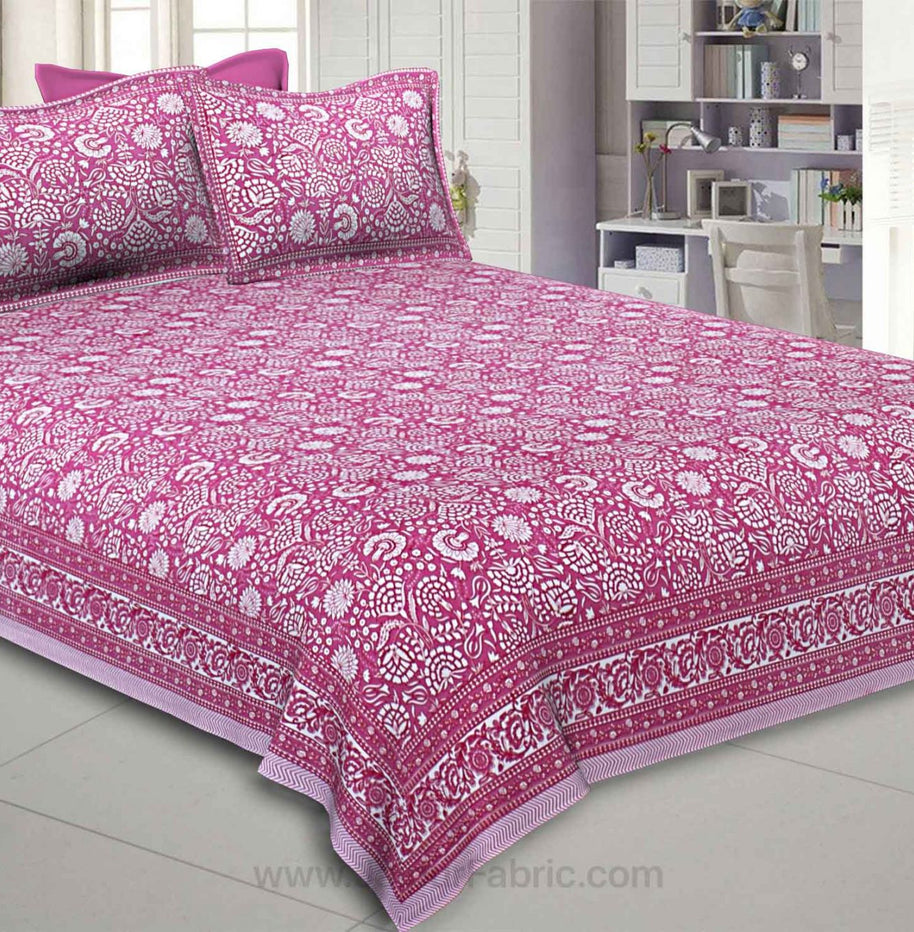 pink color floral king size bedsheet