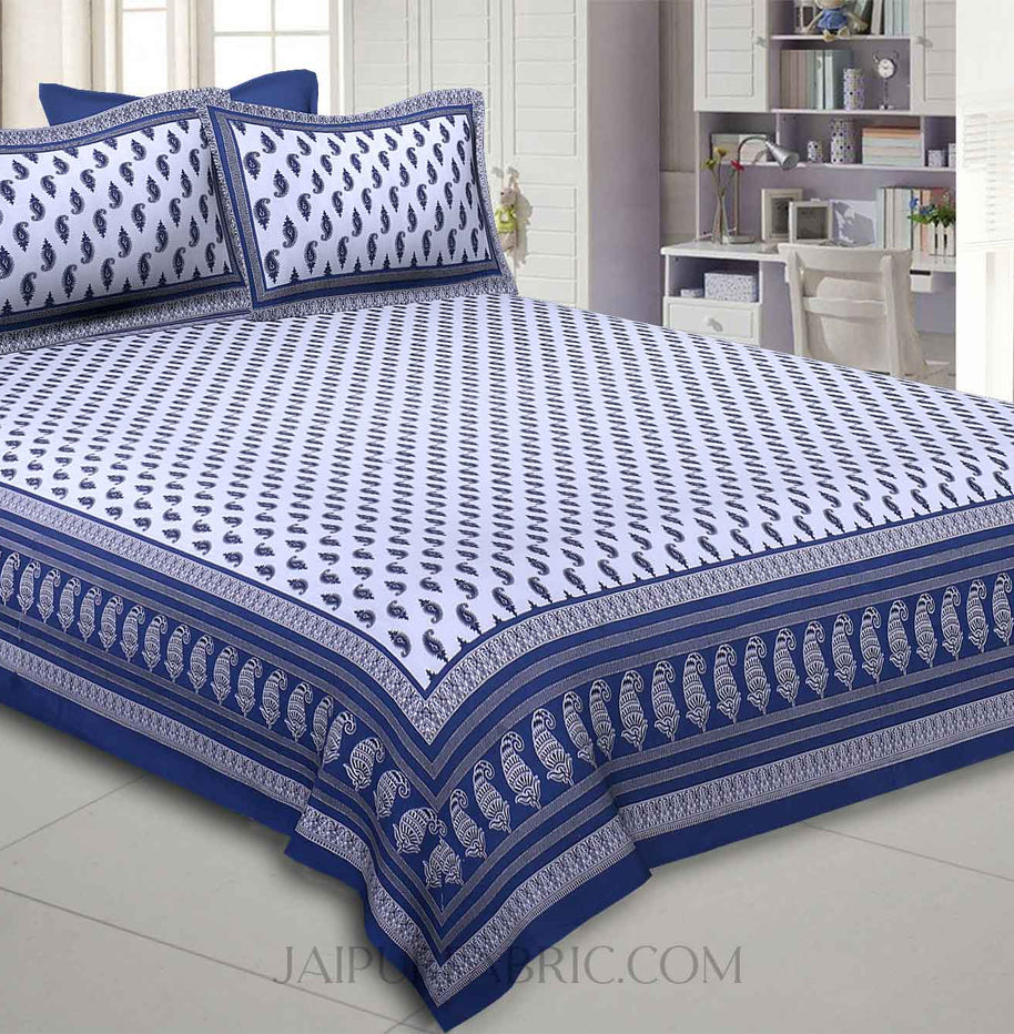 Kacchi Keri Blue Double Bedsheet