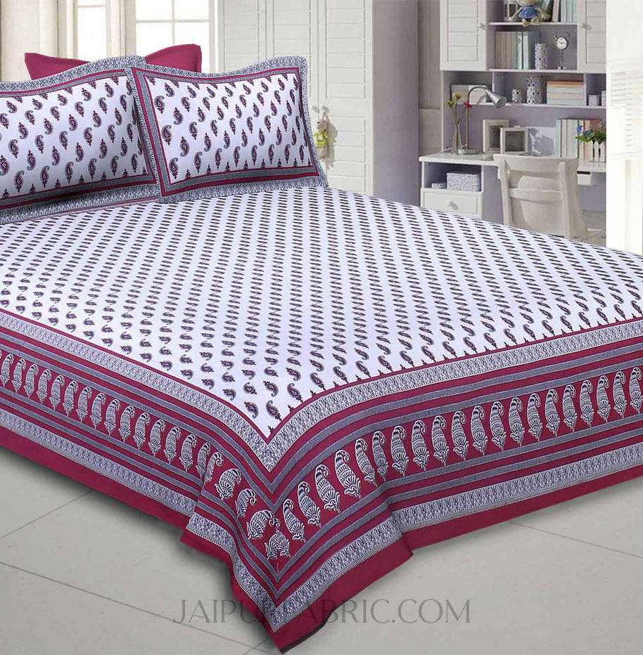 Kacchi Keri Maroon Double Bedsheet