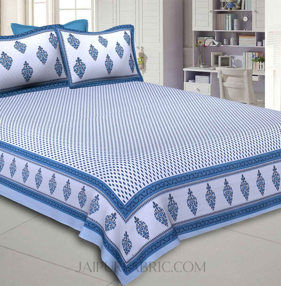 little block prints blue double bedsheet