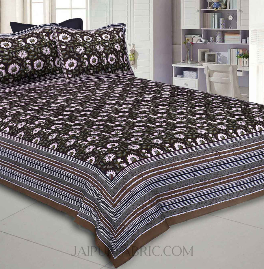 Shubh Utsav Brown Double BedSheet