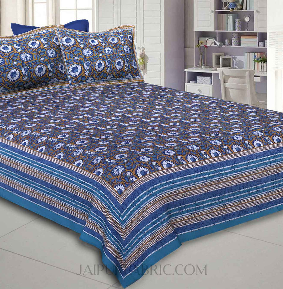 shubh utsav blue double bedsheet