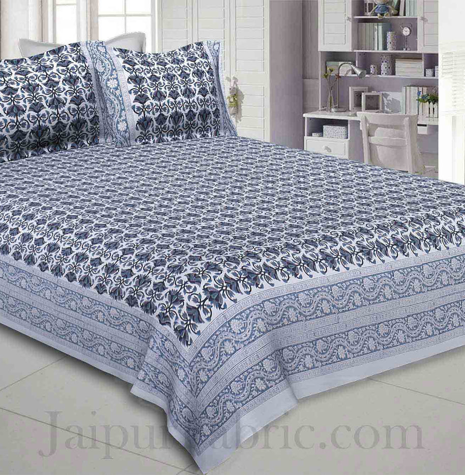 Incessant Bale Blue King Size Bedsheet