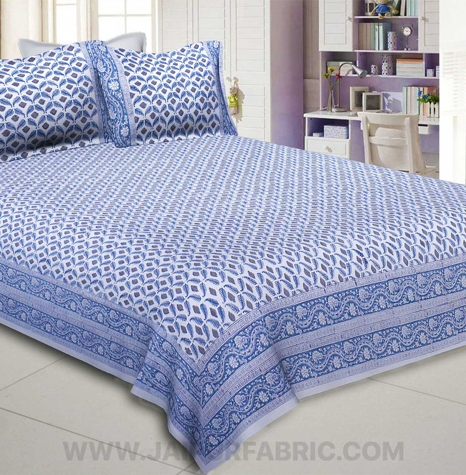 Paisley Petals Blue King Size Bedsheet