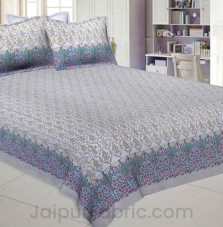 ethnic forever grey king size double bedsheet