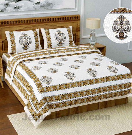 Jaipuri Ethnic Cotton Brown King Size Double bedsheet