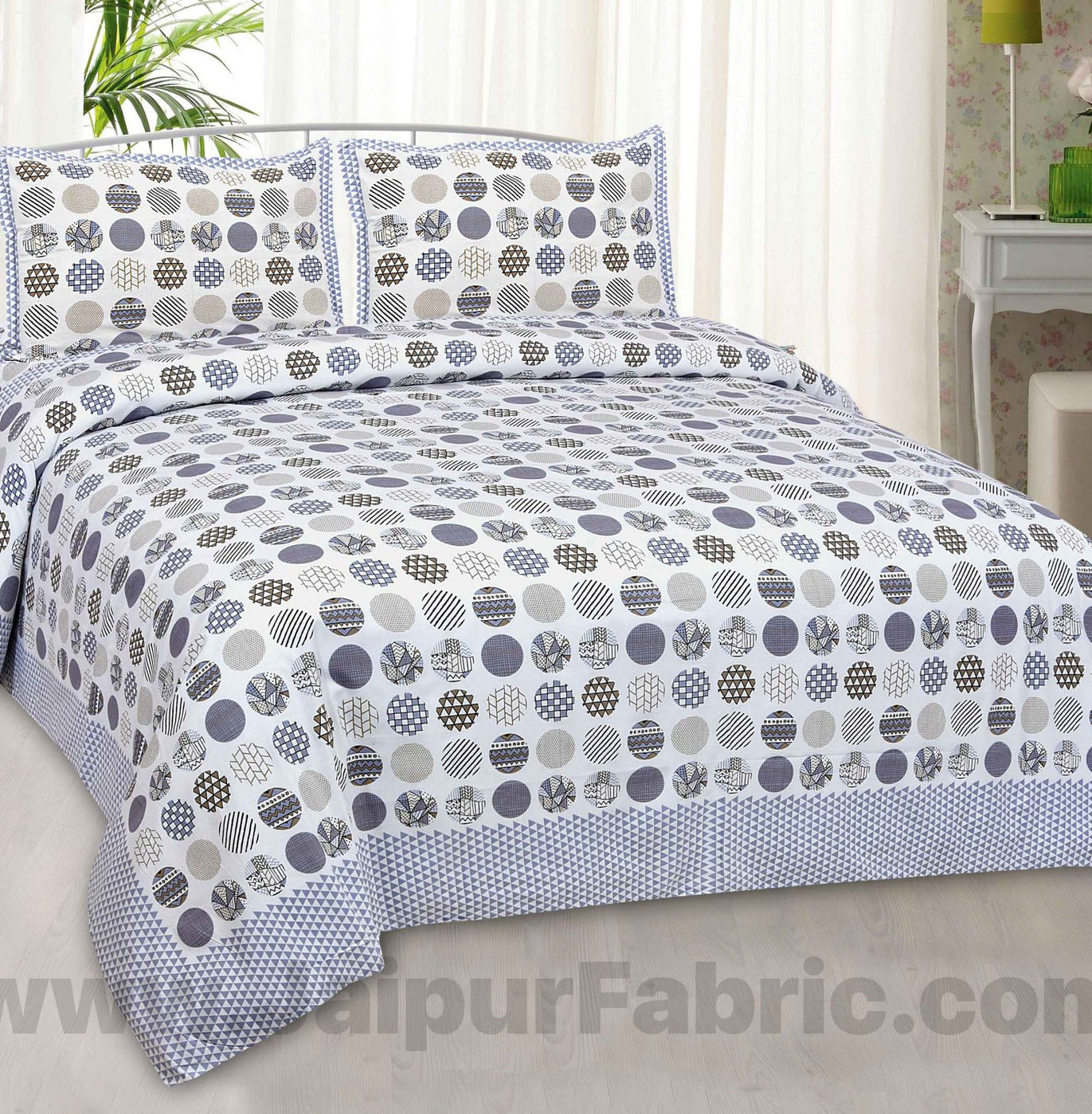 trendy polka grey cotton king size bedsheet