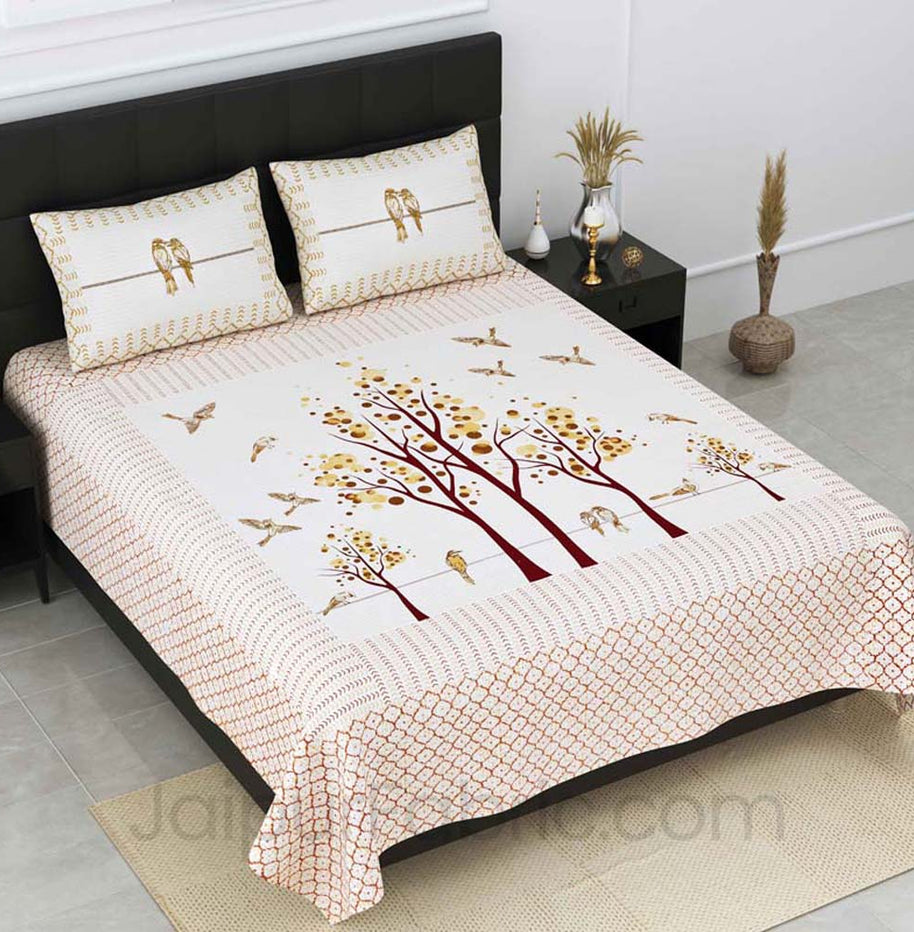 Nature Harmony Yellow Pure Cotton Double Bedsheet