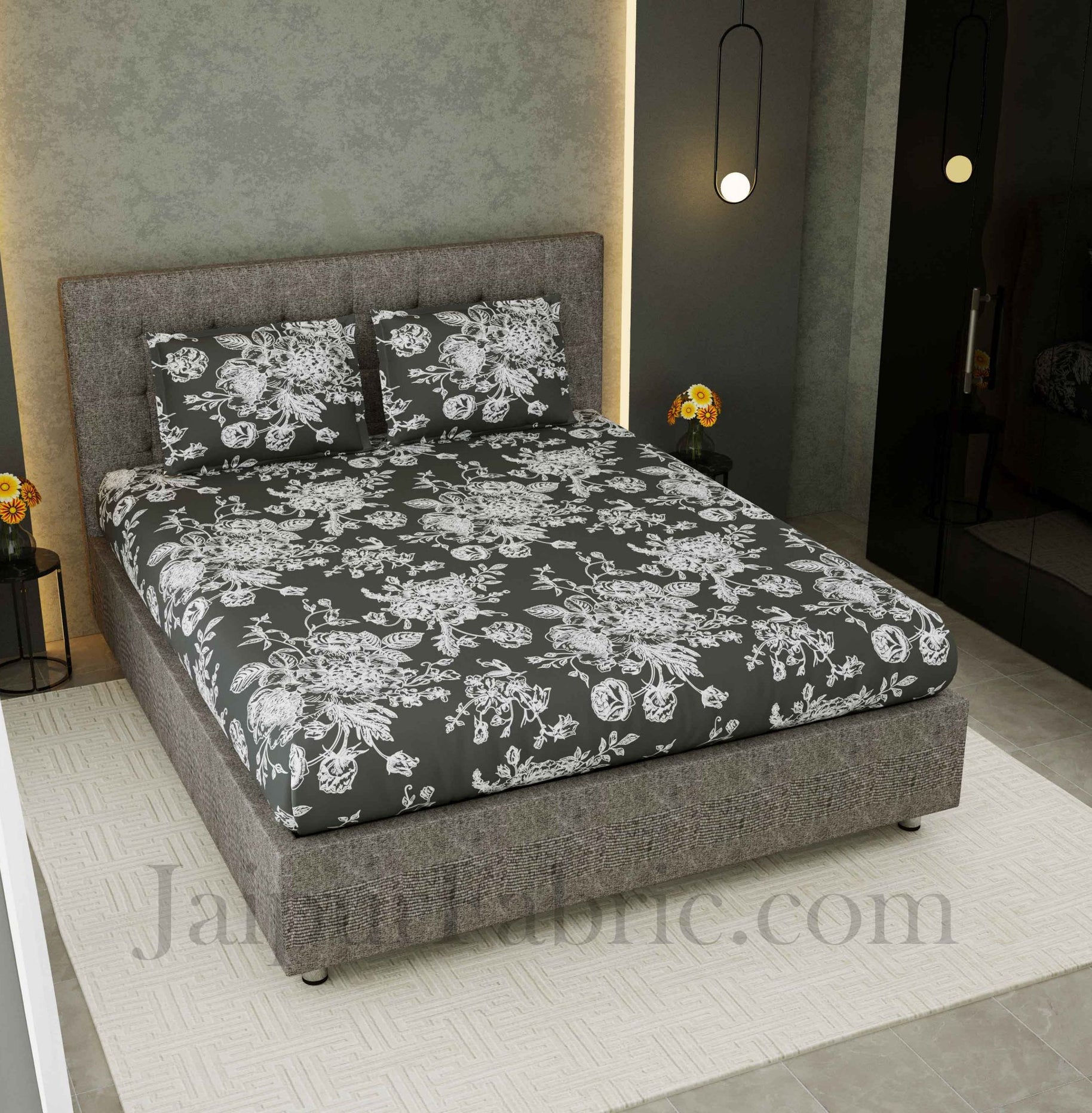 decorous dark grey king size double bedsheet