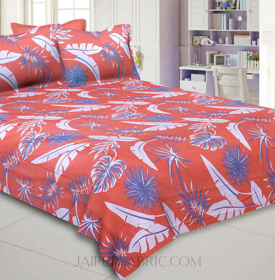 Bright Orange Foliage King Size Bedsheet