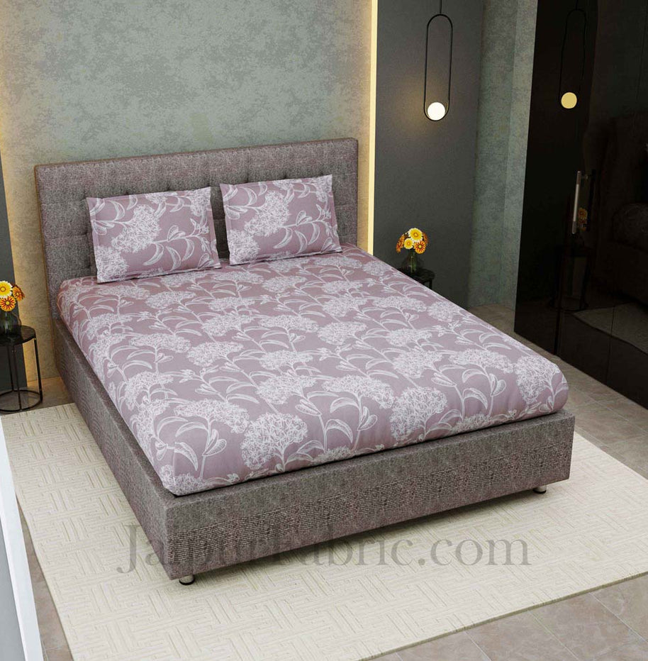 Decorous Grey Mauve King Size Double Bedsheet