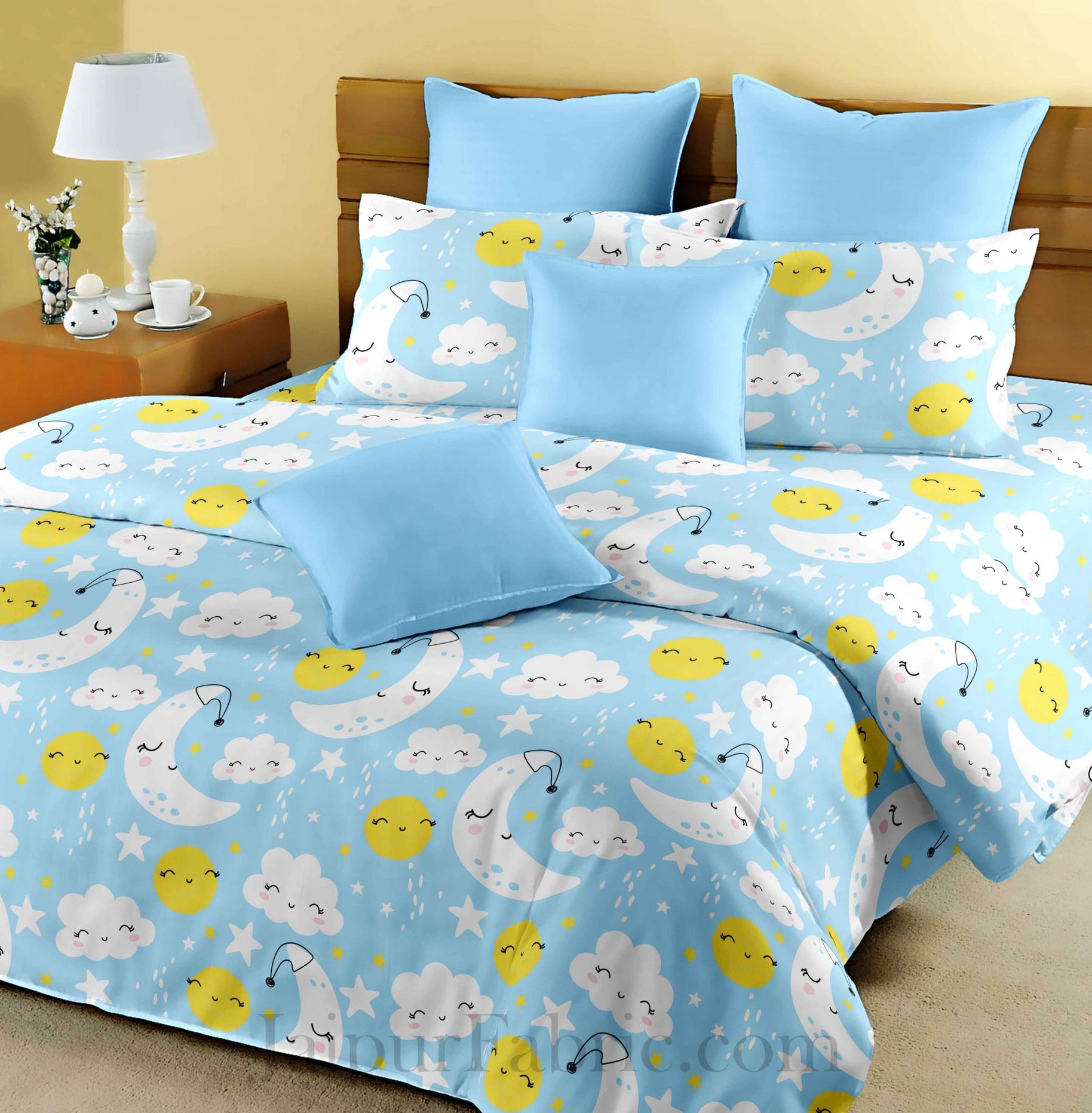 Kids Chanda Mama Blue King Size Bedsheet