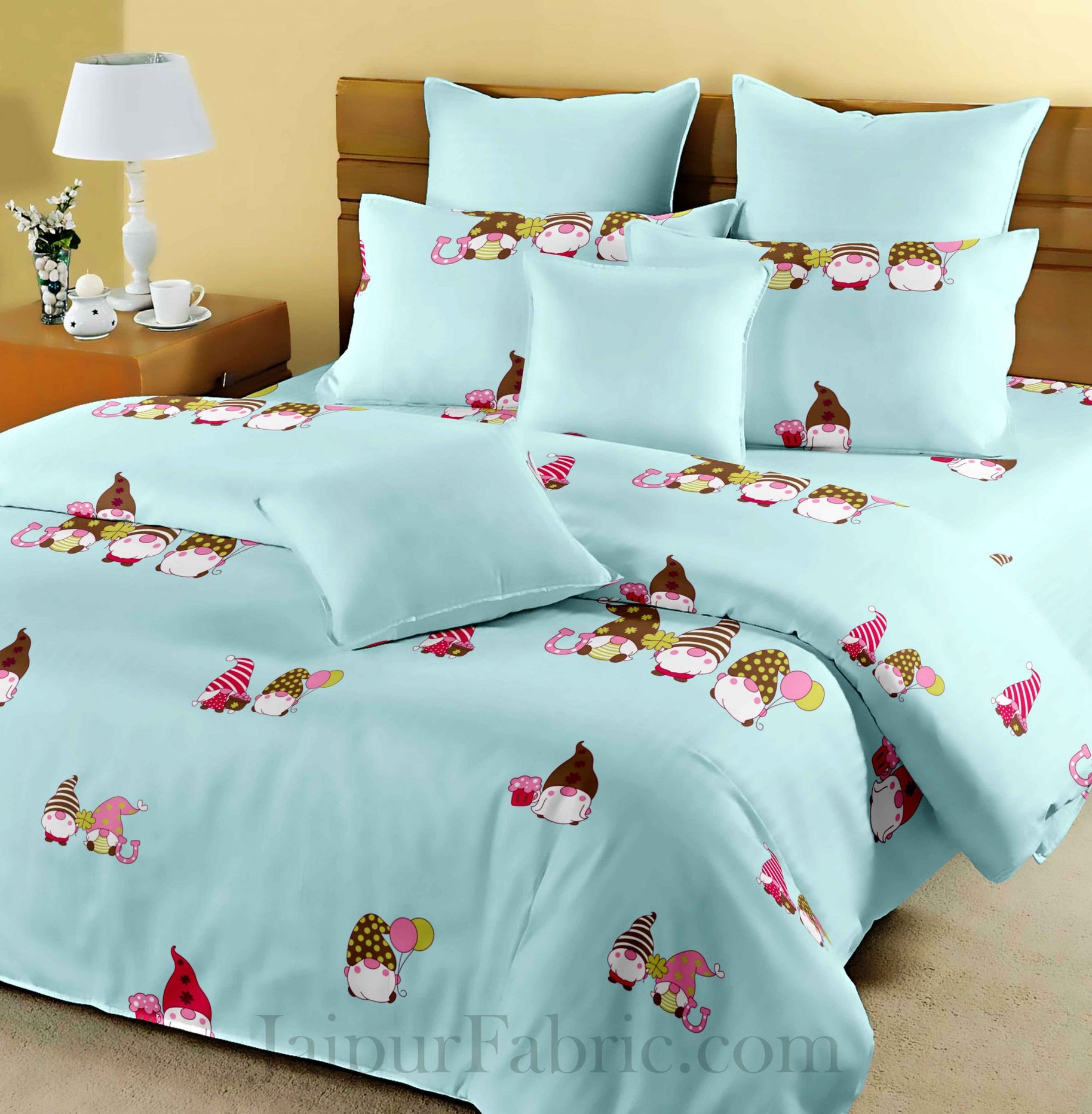 Kids Seven Dwarfs Blueish King Size Bedsheet